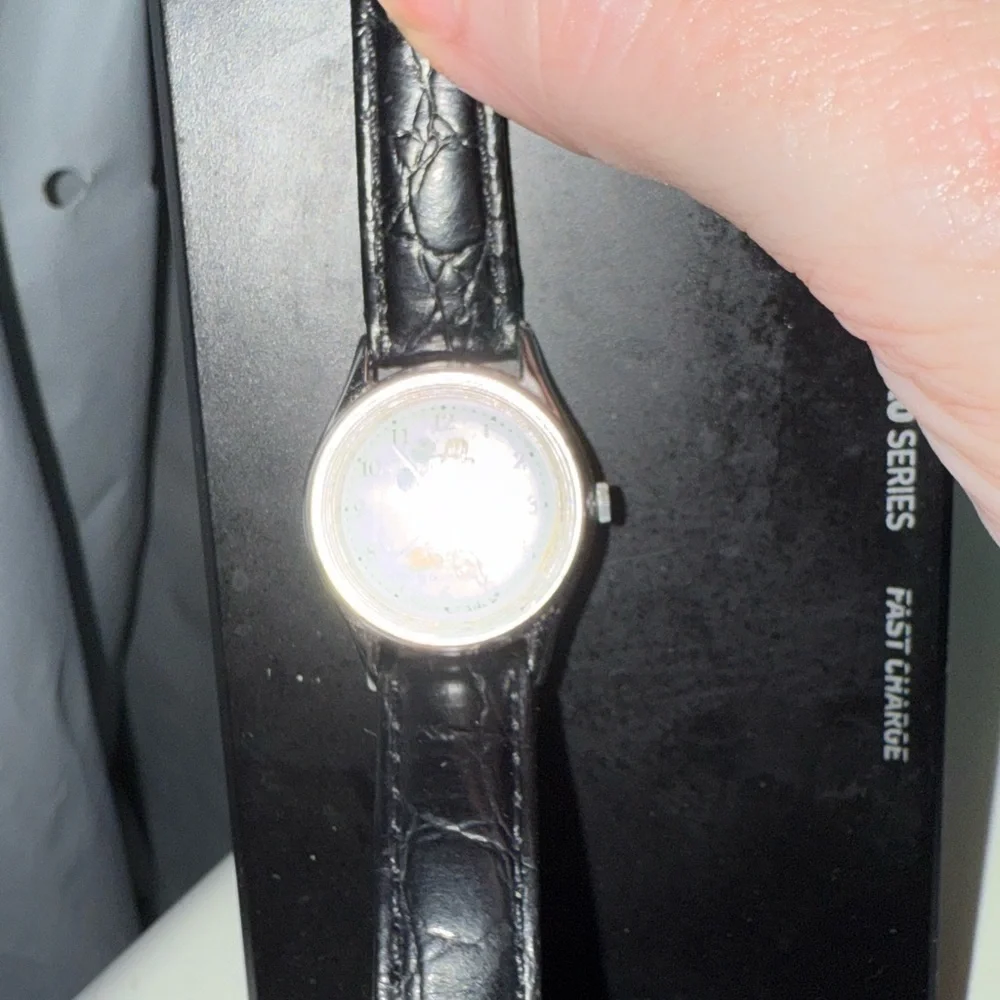 Vintage Lorus Walt Disney Mickey Mouse Watch, collectors black leather band
